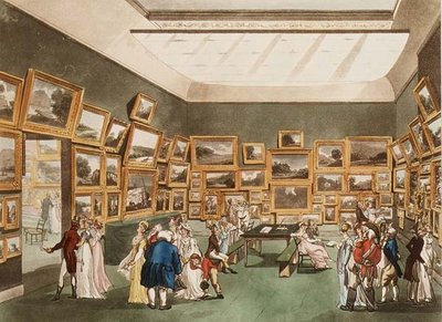 Old Bond Street: Ausstellung von Aquarellzeichnungen aus Ackermanns Microcosm of London von T. and Pugin Rowlandson